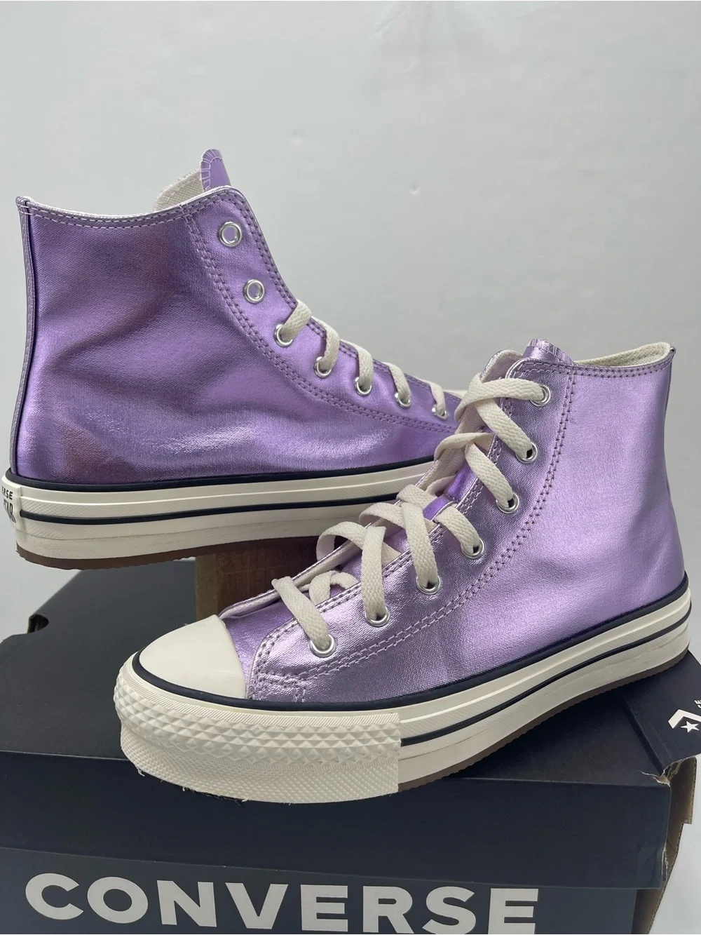 Converse CTAS EVA LIFT HI PURPLE/EGRET/BLACK A13449C Platform Sneakers